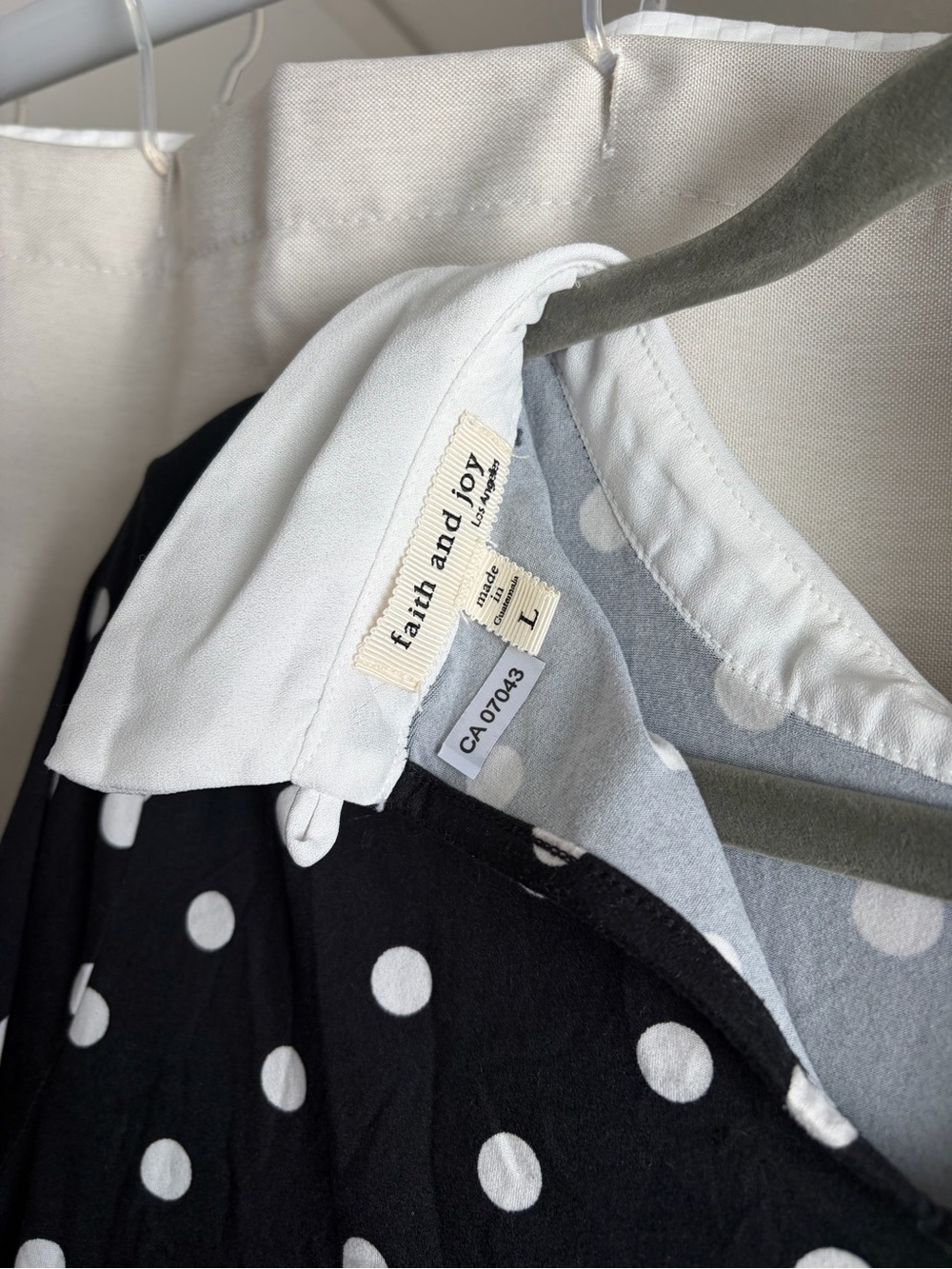 Faith and Joy Black and White Polka Dot Blouse with Contrast Collar - Picture 4 of 4